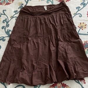 Garnet Hill Chocolate Brown Midi Skirt